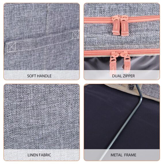 Tasmegol Aufbewahrungsboxen für Kleidung, stapelbar, transparent, mit Tragegriffen, 2 x 66 l, große Kapazität, Leinen-Stoffbehälter, Taschen für Bettwäsche, Steppdecke, Grau, 2 Stück