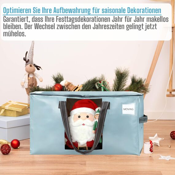 VENO Umzugstaschen 10 Stück Aufbewahrungstasche mit Griffe und Reißverschlüssen, Kleideraufbewahrung Umzugskartons, Faltbare Aufbewahrung Boxen,Wasserdichte Transporttasche (Hellblau, 10er-Pack)