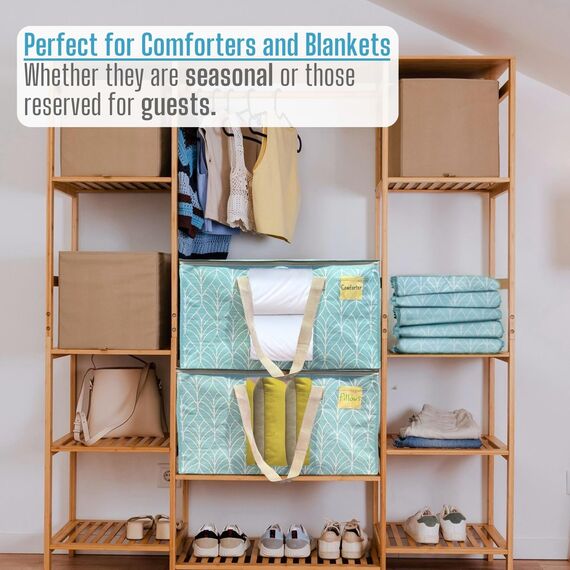 VENO Umzugstaschen 10 Stück Aufbewahrungstasche mit Griffe und Reißverschlüssen, Kleideraufbewahrung Umzugskartons, Faltbare Aufbewahrung Boxen,Transporttasche (Immergrün, 10er-Pack)