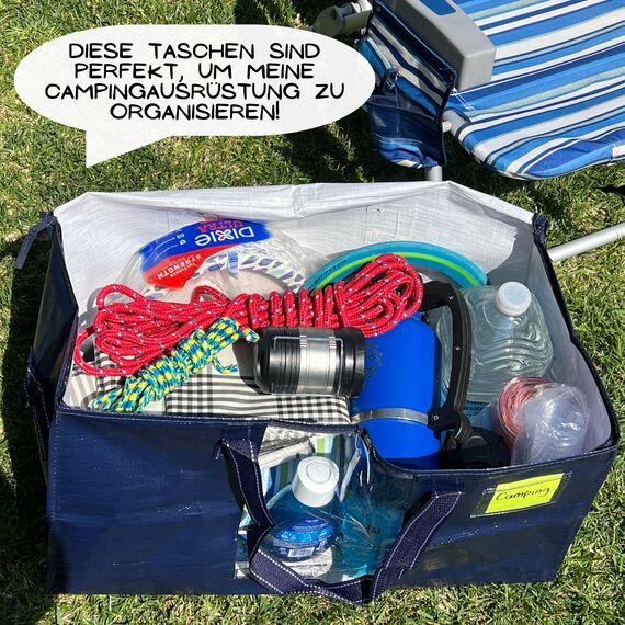 VENO Umzugstaschen 6 Stück Aufbewahrungstasche mit Griffe und Reißverschlüssen, Kleideraufbewahrung Umzugskartons, Faltbare Aufbewahrung Boxen,Wasserdichte Transporttasche (Blau, 6er-Pack)