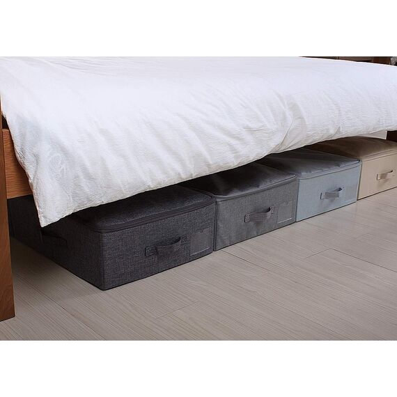 iwill CREATE PRO 2 Stück starre Unterbett-Aufbewahrungsboxen mit Reißverschluss Deckel für Kleidung, Bettwäsche, Decken-Organizer, Schwarzgrau