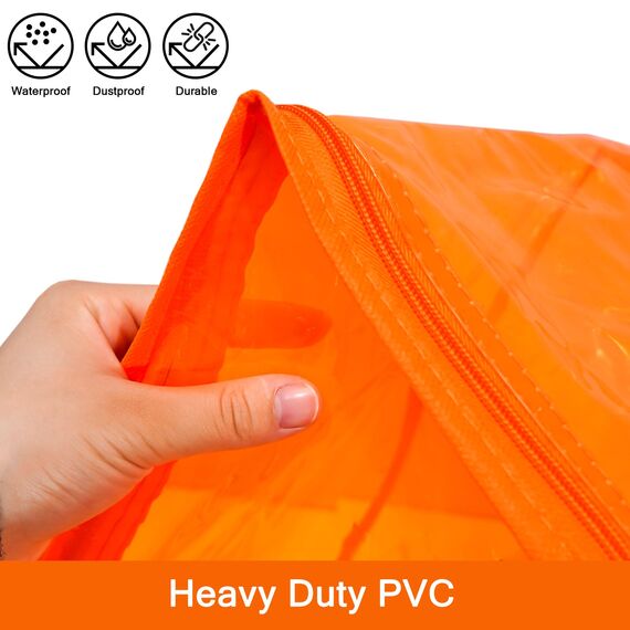 Vieshful 3 Stück Aufbewahrungstasche für Kleidung mit Verstärktem Griff Faltbare Unterbett Aufbewahrungsbox Vinyl Organizer für Bettdecke 40L Orange