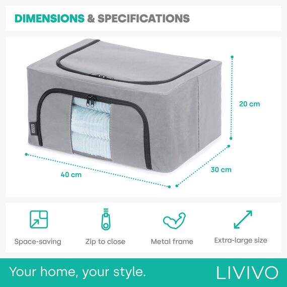 LIVIVO Set mit 3 Aufbewahrungsbeuteln, Organizer mit doppeltem Reißverschluss, klare Fenster, ideal für die Aufbewahrung von Bettdecken, Decken, Bettwäsche, Kleidung, Handtüchern, Pullovern, Spielzeug