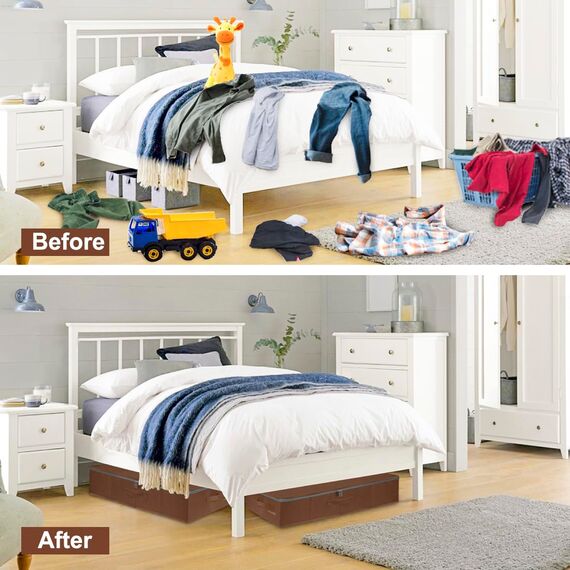 punemi Unterbett-Aufbewahrungsbox, Kleideraufbewahrung unter dem Bett mit stabiler Struktur und ultradickem Stoff und Reißverschlussdeckel, Verwendung als Kleider-Organizer, Kissen- und