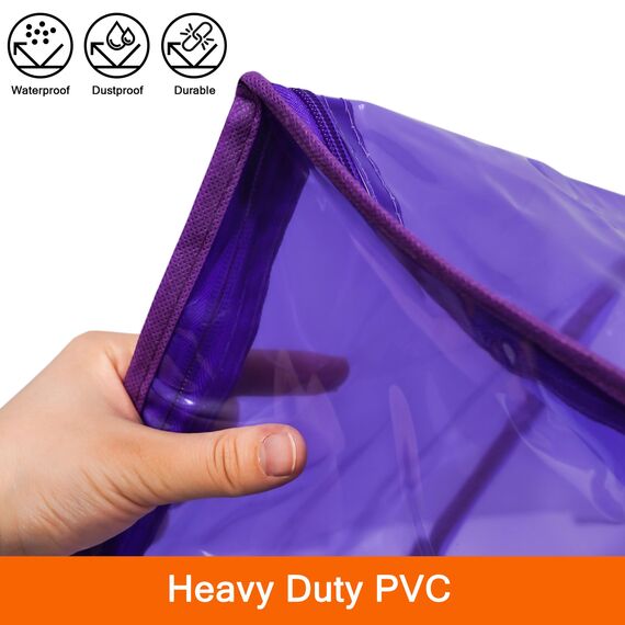 Vieshful 3 Stück Aufbewahrungstasche für Kleidung mit Verstärktem Griff Faltbare Unterbett Aufbewahrungsbox Vinyl Organizer für Bettdecke 40L Violett