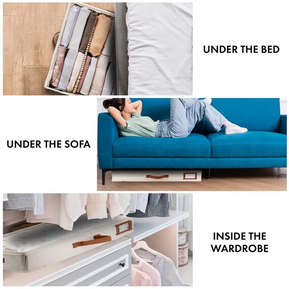 HOMELUX THEORY Unterbett-Aufbewahrungsbehälter mit niedrigem Profil, dünner Unterbett-Organizer mit Behältern und Deckeln, Unterbett-Aufbewahrungsbox, ideal für saisonale Kleidung, Decken, Stoff und