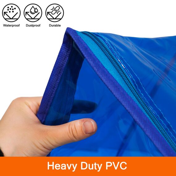 Vieshful 3 Stück Aufbewahrungstasche für Kleidung mit Verstärktem Griff Faltbare Unterbett Aufbewahrungsbox Vinyl Organizer für Bettdecke 40L Blau