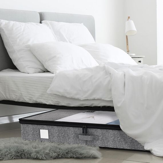 Fixwal Unterbett-Aufbewahrungsbehälter, unten 11,4 cm, niedriges Profil, Unterbett-Organizer, Kleideraufbewahrung mit stabilen Seitenwänden und Boden, 2 Stück