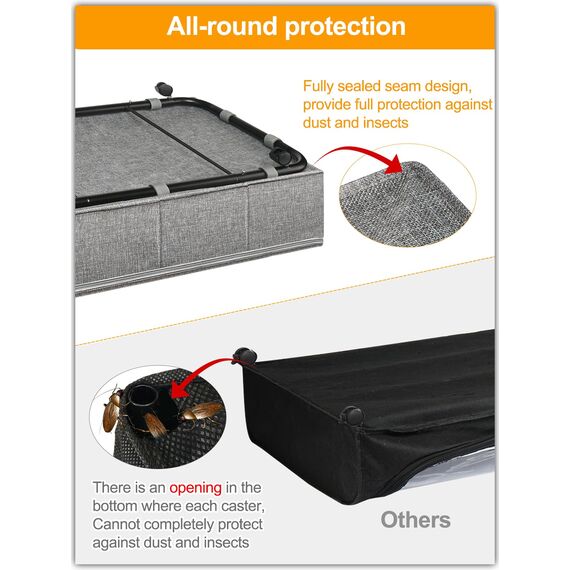 Huquter 2 Stück Unterbett Aufbewahrungsbox mit rollen 360°Drehung, Unterbettkommode groß mit 3 Griffe, Ultra dicken Bettdecken Aufbewahrung, bettkasten mit rollen (Z-Grey)