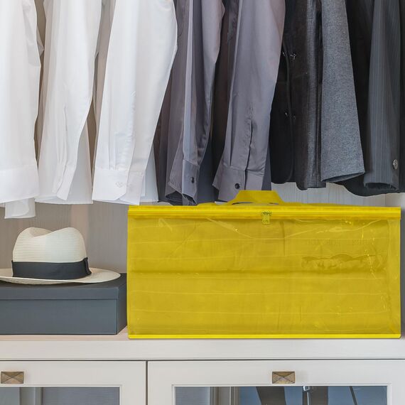 Vieshful 3 Stück Aufbewahrungstasche für Kleidung mit Verstärktem Griff Faltbare Unterbett Aufbewahrungsbox Vinyl Organizer für Bettdecke 40L Gelb