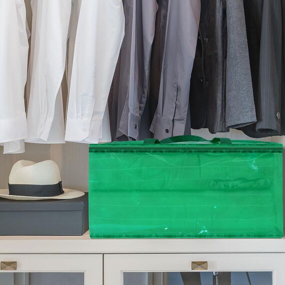 Vieshful 3 Pack Aufbewahrungstasche für Kleidung mit Verstärktem Griff Faltbare Unterbett Aufbewahrungsbox Vinyl Organizer für Bettdecke 40L Grün