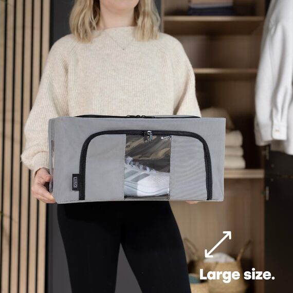 LIVIVO Set mit 3 Aufbewahrungsbeuteln, Organizer mit doppeltem Reißverschluss, klare Fenster, ideal für die Aufbewahrung von Bettdecken, Decken, Bettwäsche, Kleidung, Handtüchern, Pullovern, Spielzeug