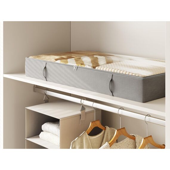 Vailando Unterbett-Aufbewahrungsbehälter, Unterbett-Aufbewahrungsbehälter, 15,2 cm hoch, Kleideraufbewahrungsbox mit stabilen Griffen und Seitenwänden, faltbar, Grau, 2 Stück