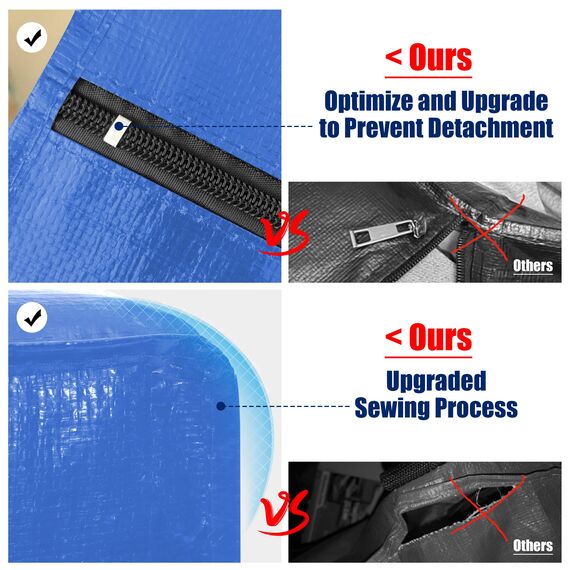 Cosy Family 4 robuste extra große Umzugstaschen mit Rucksackgurten – starke Griffe und Reißverschlüsse, platzsparende Aufbewahrungstaschen, zusammenklappbar, Alternative zu Umzugskartons (4er-Set)