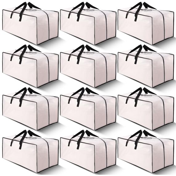 Cosy Family Robuste Umzugstaschen mit Rucksackgurten – starke Griffe und Reißverschlüsse, platzsparende Aufbewahrungstaschen, zusammenklappbar, Alternative zu Umzugskartons (X-Large-Set, 12 Stück)