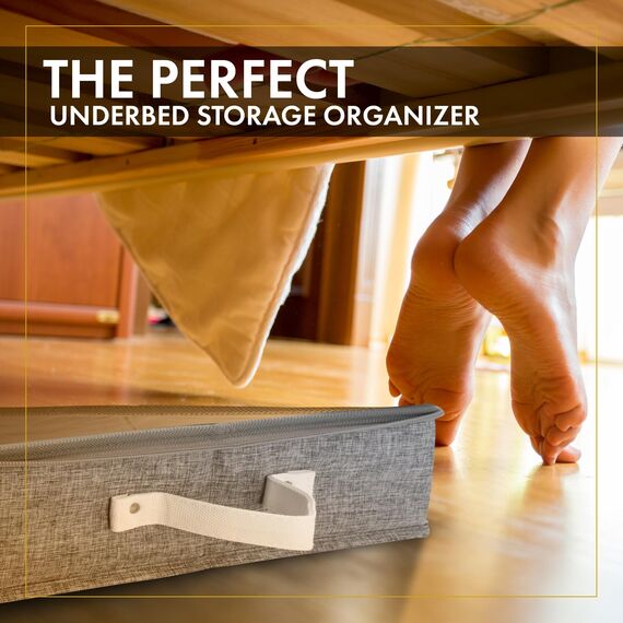 HOMELUX THEORY Unterbett-Aufbewahrungsbehälter mit niedrigem Profil, dünner Unterbett-Organizer mit Behältern und Deckeln, Unterbett-Aufbewahrungsbox, ideal für saisonale Kleidung, Decken, Stoff und