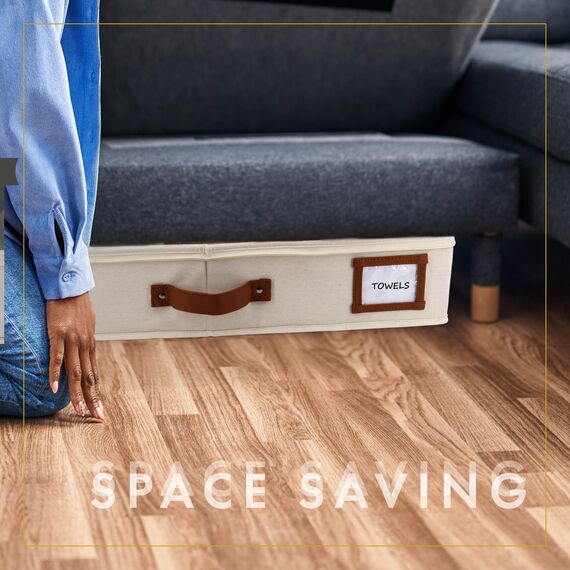 HOMELUX THEORY Unterbett-Aufbewahrungsbehälter, Schlafzimmer unter dem Bett, Schublade, Organizer mit Behältern und Deckeln, große Unterbettkommode, ideal für Decke, Stoff und Schuhe, Elfenbein, 2