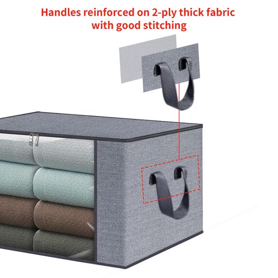 homyfort 3 Stück Aufbewahrungstasche für Bettdecken und Kissen - Kleidung Lagerplätze, Decken Organisator Lagerbehälter, Haus bewegen Tasche Feuchtigkeit Geschützt, 50x40x25cm 50L, Hellgrau, X3MR50S