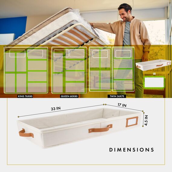 HOMELUX THEORY Unterbett-Aufbewahrungsbehälter mit niedrigem Profil, dünner Unterbett-Organizer mit Behältern und Deckeln, Unterbett-Aufbewahrungsbox, ideal für saisonale Kleidung, Decken, Stoff und