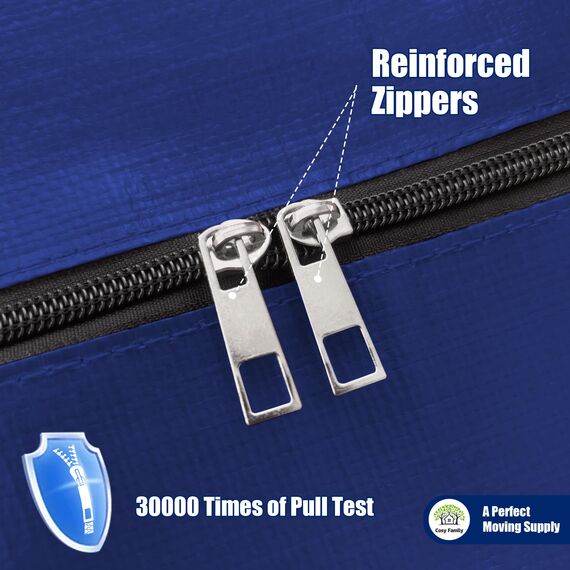 Cosy Family 4 Stück robuste extra große Umzugstaschen mit Rucksackgurten starke Griffe und Reißverschlüsse platzsparende Aufbewahrungstasche flach zusammenfaltbar Alternative zu Umzugskartons 4 Stück