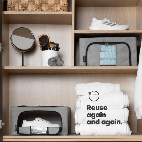 LIVIVO Set mit 3 Aufbewahrungsbeuteln, Organizer mit doppeltem Reißverschluss, klare Fenster, ideal für die Aufbewahrung von Bettdecken, Decken, Bettwäsche, Kleidung, Handtüchern, Pullovern, Spielzeug