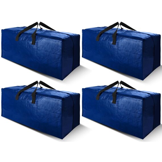 Cosy Family 4 Stück robuste extra große Umzugstaschen mit Rucksackgurten starke Griffe und Reißverschlüsse platzsparende Aufbewahrungstasche flach zusammenfaltbar Alternative zu Umzugskartons 4 Stück