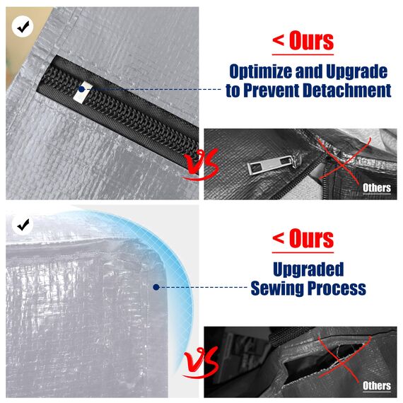 Cosy Family 4 robuste extra große Umzugstaschen mit Rucksackgurten – starke Griffe und Reißverschlüsse, platzsparende Aufbewahrungstaschen, zusammenklappbar, Alternative zu Umzugskartons (X-Large-Set)