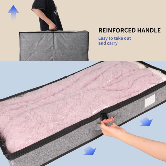 Fixwal Unterbett-Aufbewahrungsbehälter, unten 11,4 cm, niedriges Profil, Unterbett-Organizer, Kleideraufbewahrung mit stabilen Seitenwänden und Boden, 2 Stück