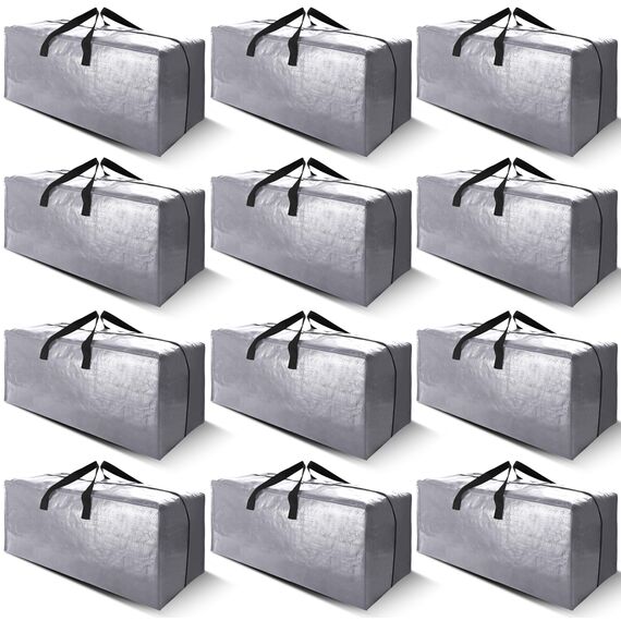 Cosy Family Robuste Umzugstaschen mit Rucksackgurten – starke Griffe und Reißverschlüsse, platzsparende Aufbewahrungstaschen, zusammenklappbar, Alternative zu Umzugskartons (X-Large-Set, 12 Stück)