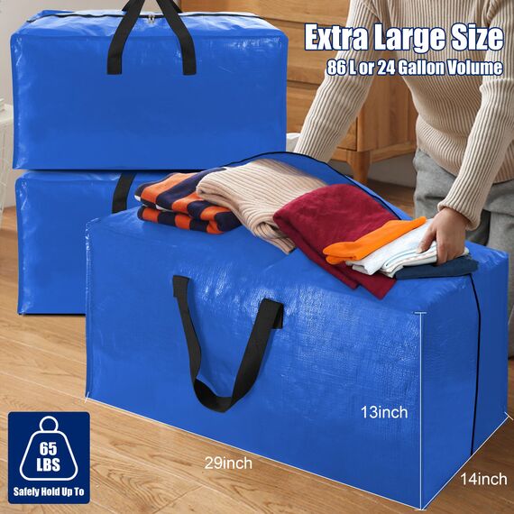 Cosy Family Robuste Umzugstaschen mit Rucksackgurten – starke Griffe und Reißverschlüsse, platzsparende Aufbewahrungstaschen, zusammenklappbar, Alternative zu Umzugskartons (X-Large-Set, 12 Stück)