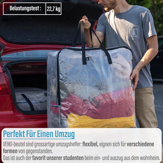 VENO 95 Liter Unterbett Aufbewahrungsbox Mit Griffe Und Reißverschlüssen Aufbewahrungstasche, Klapprad Tasche, Kleideraufbewahrung, Umzugstaschen Tragfähigkeit von 22,7 kg (4er-Pack)