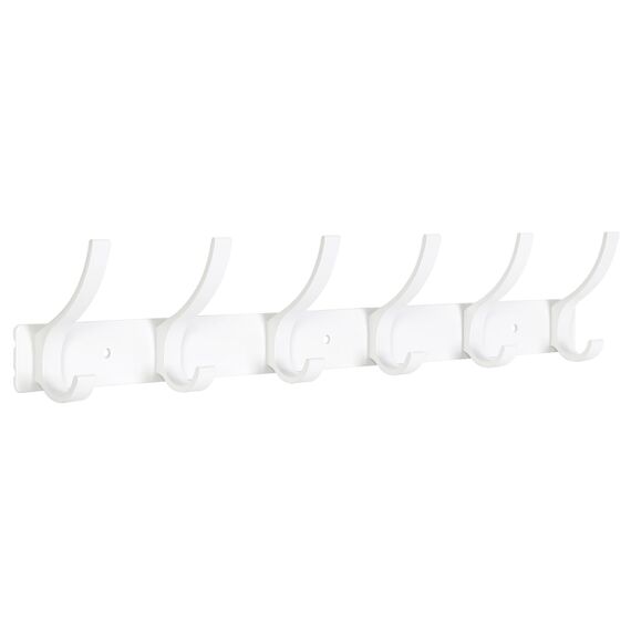 Optish 1 Stück Kleiderhaken Wand, Hakenleiste Garderobe mit 12 Haken, Garderobenleiste Wandgarderobe für Schlafzimmer Bad Küche, Garderobenhaken für Mänteln, Jacken, Hüten und Handtüchern (Weiß)