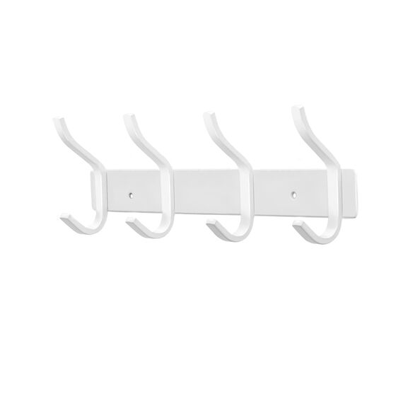 MEIJO Garderobenhaken Edelstahl, Hakenleiste Kleiderhaken Wand mit 4 Haken, Garderobe Garderobenleiste Wandgarderobe für Schlafzimmer Bad Küche (Weiß, 4 Haken)