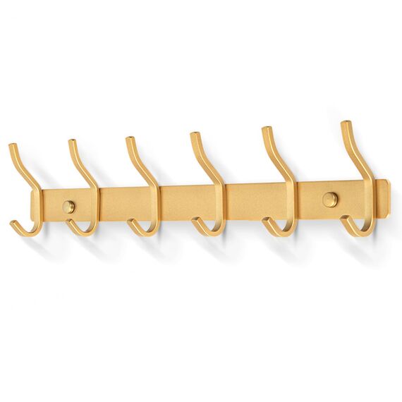 MEIJO Garderobenhaken Edelstahl, Hakenleiste Kleiderhaken Wand mit 6 Haken, Garderobe Garderobenleiste Wandgarderobe für Schlafzimmer Bad Küche (Golden, 6 Haken)