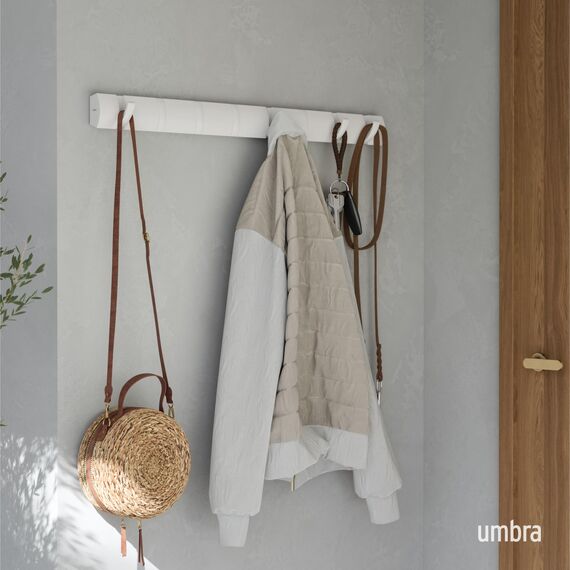 Umbra Flip Wandgarderobe aus Holz mit 8 Haken – Weiss/Weiss
