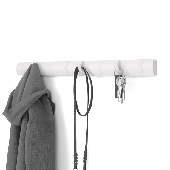 Umbra Flip Wandgarderobe aus Holz mit 8 Haken – Weiss/Weiss