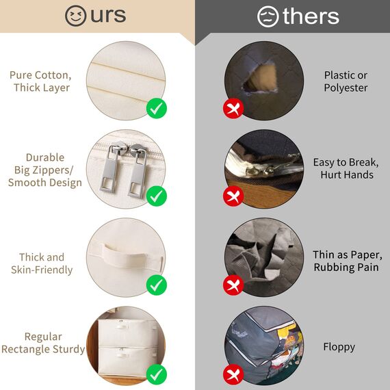 Große Kleider-Aufbewahrungstasche, Segeltuch-Kleidung Organizer mit doppeltem Reißverschluss, verstärkte Tragegriffe für Decke, Tröster, Pullover, Aufbewahrungsbehälter (natürliche Farbe, 3 Stück)