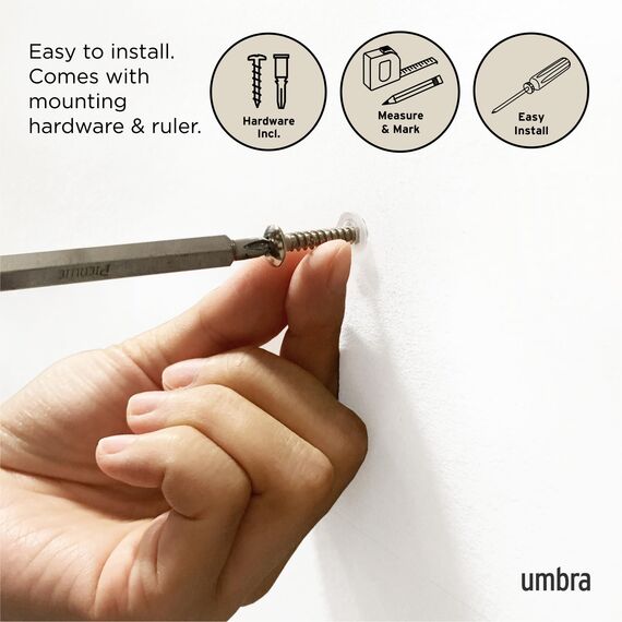 Umbra Flip 3 Garderobenhaken – Moderne, Schlichte und Platzsparende Garderobenleiste mit 3 Beweglichen Haken für Jacken, Mäntel, Schals, Handtaschen und Mehr, Natur/Nickel