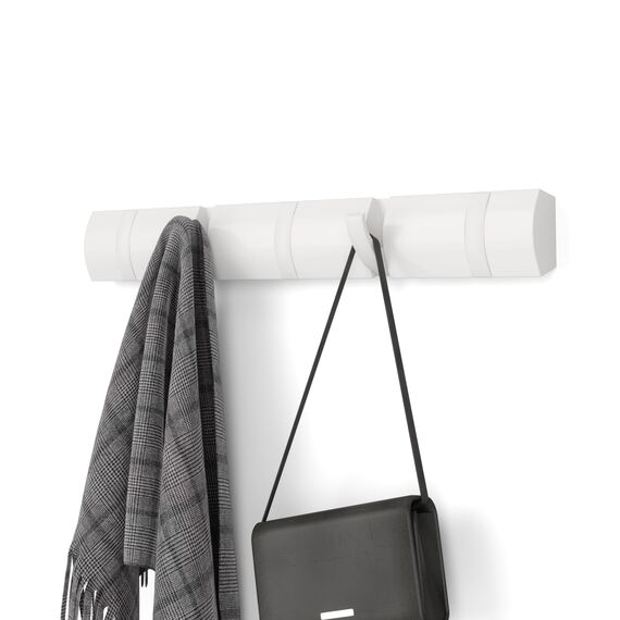 Umbra Flip Wandgarderobe aus Holz mit 5 Haken – Weiss/Weiss