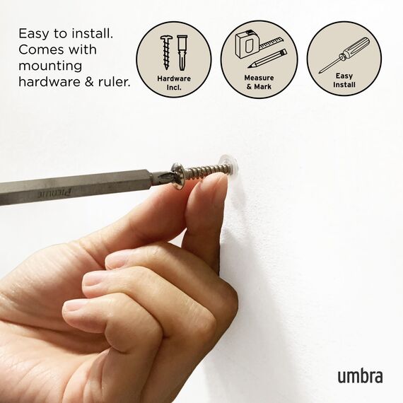 Umbra Flip 8 Garderobenhaken – Moderne, Schlichte und Platzsparende Garderobenleiste mit 8 Beweglichen Haken für Jacken, Mäntel, Schals, Handtaschen und Mehr, Schwarz/Walnuss