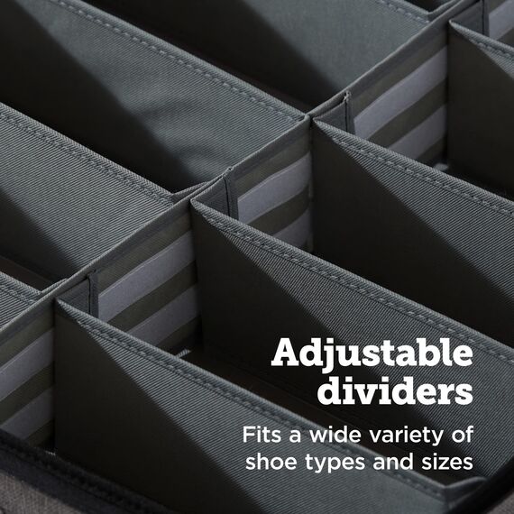 storageLAB Jokoo Schuh-Organizer für Unterbett, verstellbare Trennwände, 2 Stück, passend für 24 Paar insgesamt, Unterbett-Aufbewahrungslösung (grau)