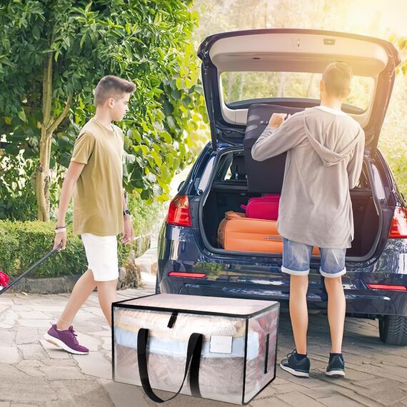 Yafe Große Aufbewahrungsboxen für Kleidung mit Deckel, 91 l, transparente Kapazität, Aufbewahrungsbeutel, Organizer, Umzugstaschen, Verpackungsboxen für Umzug, Kleidung, Bettwäsche, Bettdecke,