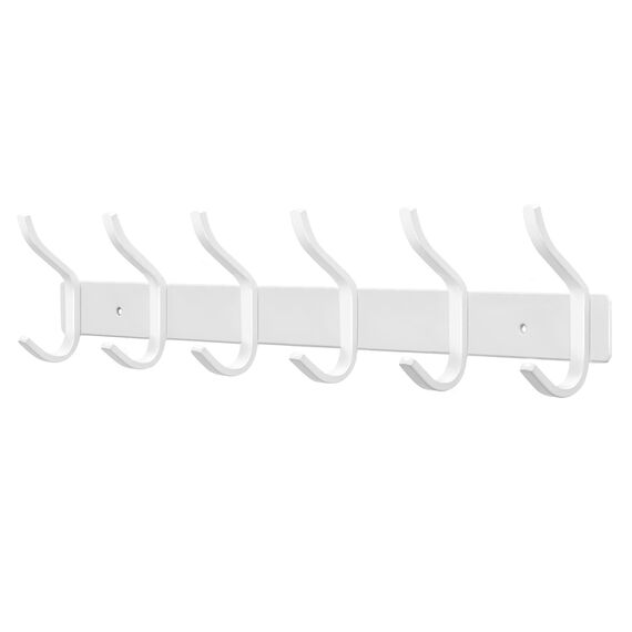 MEIJO Garderobenhaken Edelstahl, Hakenleiste Kleiderhaken Wand mit 6 Haken, Garderobe Garderobenleiste Wandgarderobe für Schlafzimmer Bad Küche (Weiß, 6 Haken)