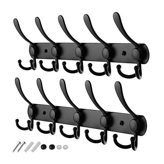 GlazieVault Kleiderhaken wand - Garderobenleiste Edelstahl (2 Stuck), Garderobenhaken Schwere, Garderobe Wandhaken, Wandgarderobe, Hakenleiste (Schwarz)