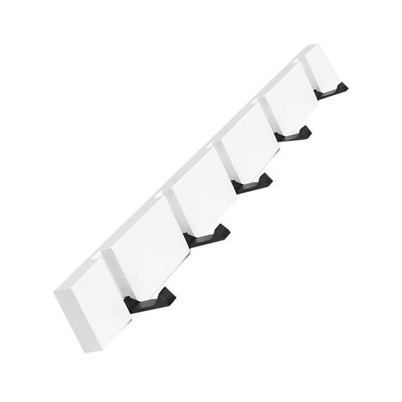 YunNasi Hakenleiste Holz Kleiderhaken Klappbar Garderobenleiste Wand Garderobenhaken mit 5 Faltbar Haken für Jacken Mäntel Schals Hüten Handtaschen (Weiß, 5 Haken,50cm)