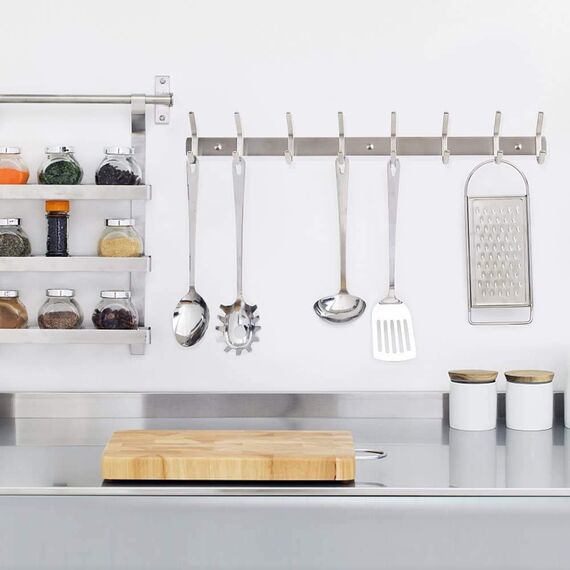 Dripex Hakenleiste Kleiderhaken 2 Pack Garderobenhaken Edelstahl Handtuchhalter Rostfrei 59cm Wandhaken mit 8 Haken Badzimmer Küche Tür