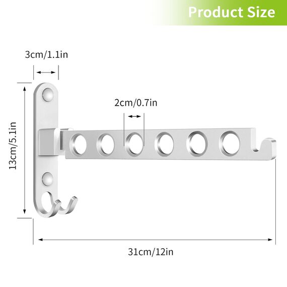 JOLY FANG Kleiderhaken klappbar, Wand Kleiderständer Kleiderlüfter Wandhaken Klapphaken Aluminium für Balkon Badezimmer Waschküche (Silber, 1 Stück)