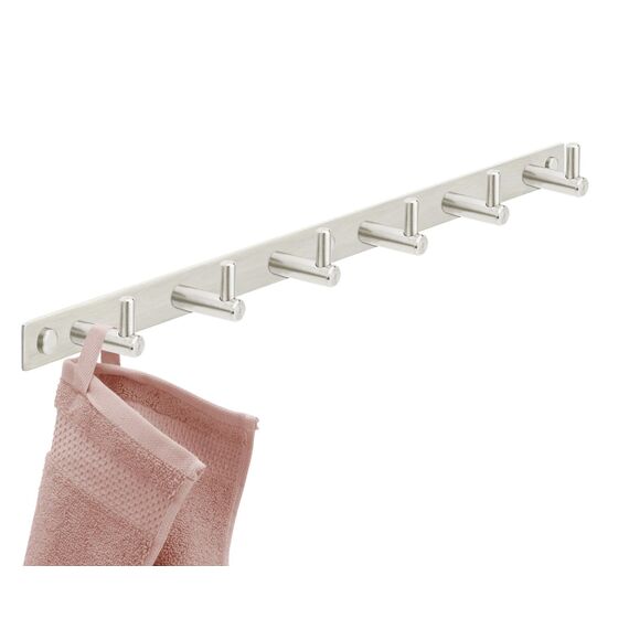 Stahlia Hakenleiste EDELSTAHL gebürstet Garderobenleiste 6x Haken (L: 460mm) Modell:JULIA Wandgarderobe mit 1/4/6/8/10 Kleiderhaken Garderobenhaken Wandhaken