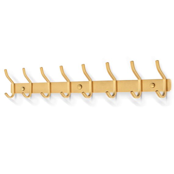 MEIJO Garderobenhaken Edelstahl, Hakenleiste Kleiderhaken Wand mit 8 Haken, Garderobe Garderobenleiste Wandgarderobe für Schlafzimmer Bad Küche (8 Haken, Golden)