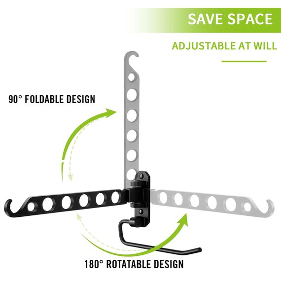 JOLY FANG Kleiderhaken klappbar, Wand Kleiderständer Wandhaken Klapphaken für Balkon Badezimmer Waschküche (Schwarz-U, 1 Stück)